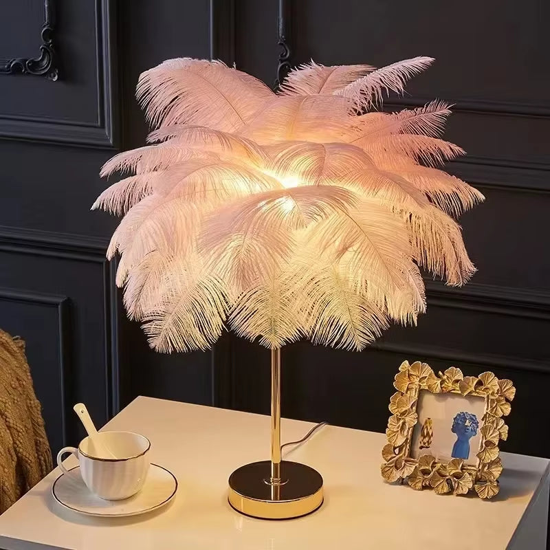 Modern Nordic Ostrich Feather Lamp