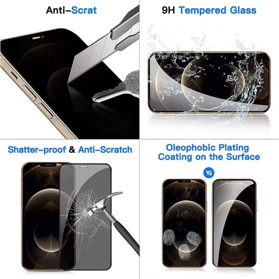 Anti-Spy Privacy 9D Full Tempered Glass for  14 13 12 Pro Max Mini 11 Pro XR X XS Max7 8 6 6Splus SE 2020 Screen Protector