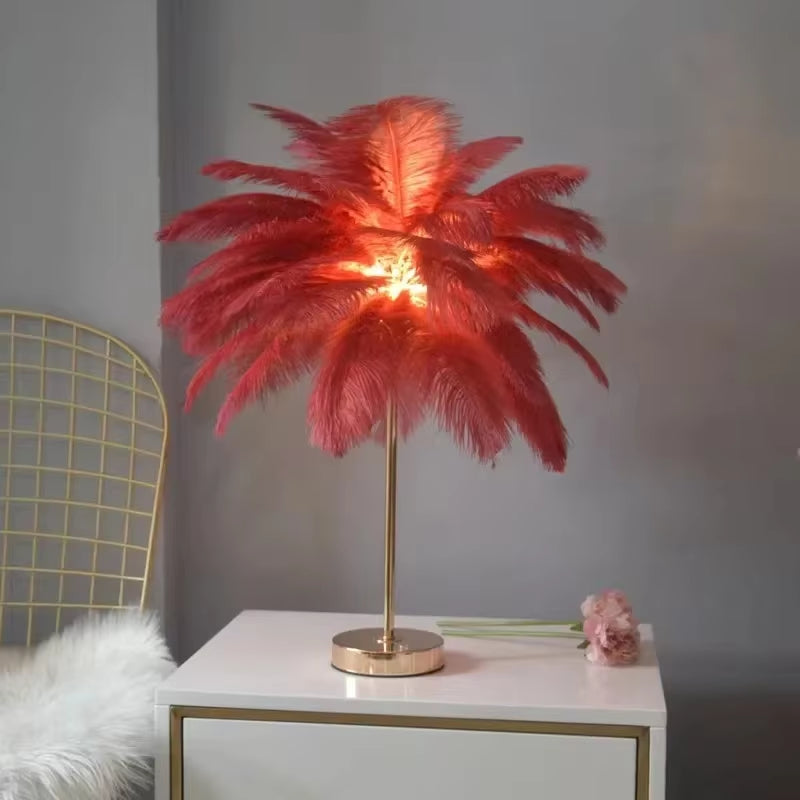 Modern Nordic Ostrich Feather Lamp