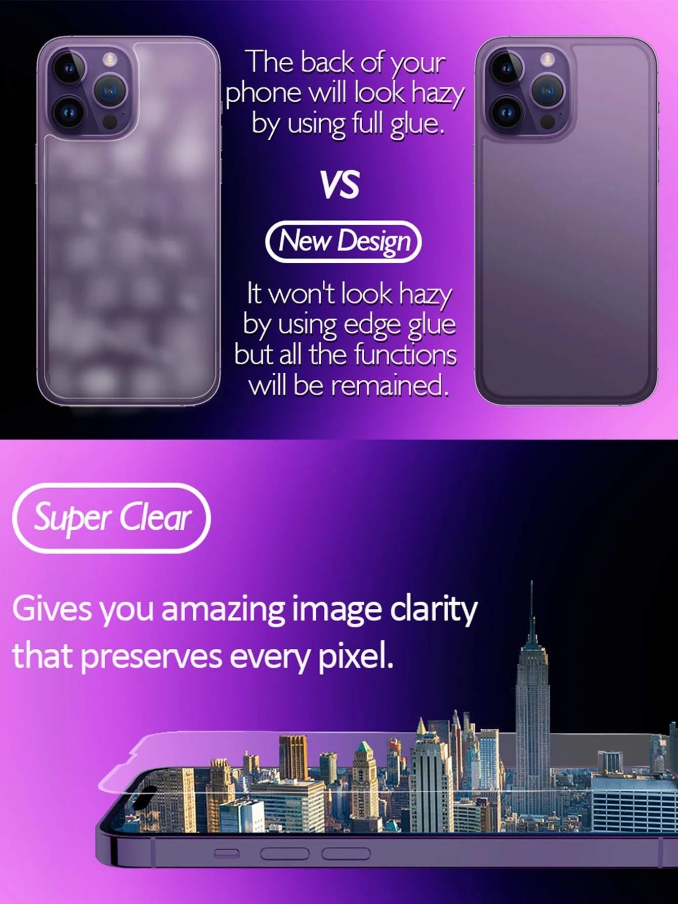 2-Pack Clear Tempered Glass Screen Protector + Back Protector Compatible with Iphone 14 6.1", Iphone 13/13 Pro 6.1", Iphone 15/15 Pro Max, Iphone 16/16 Pro/16 Pro Max