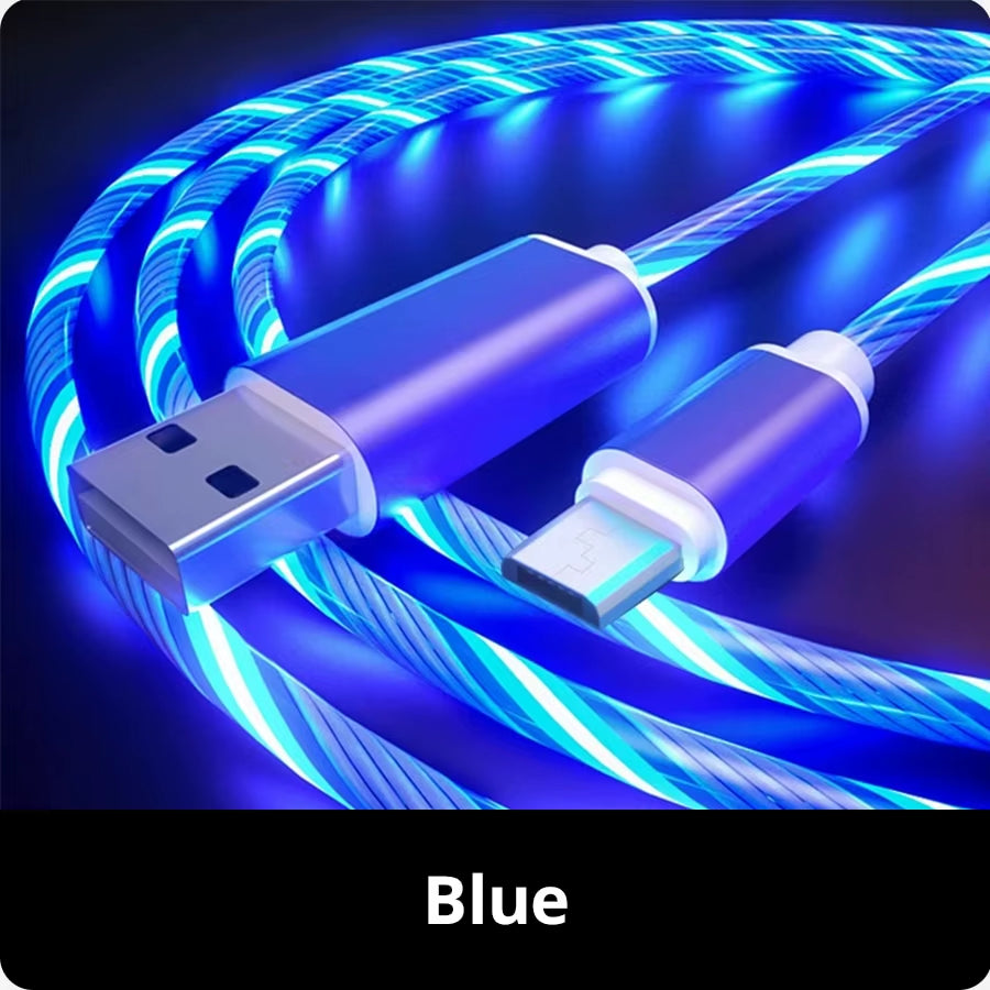 2M Type C Glowing Cable Mobile Phone Charging Cables LED Light Charger for Samsung Xiaomi Iphone Charge Wire Co