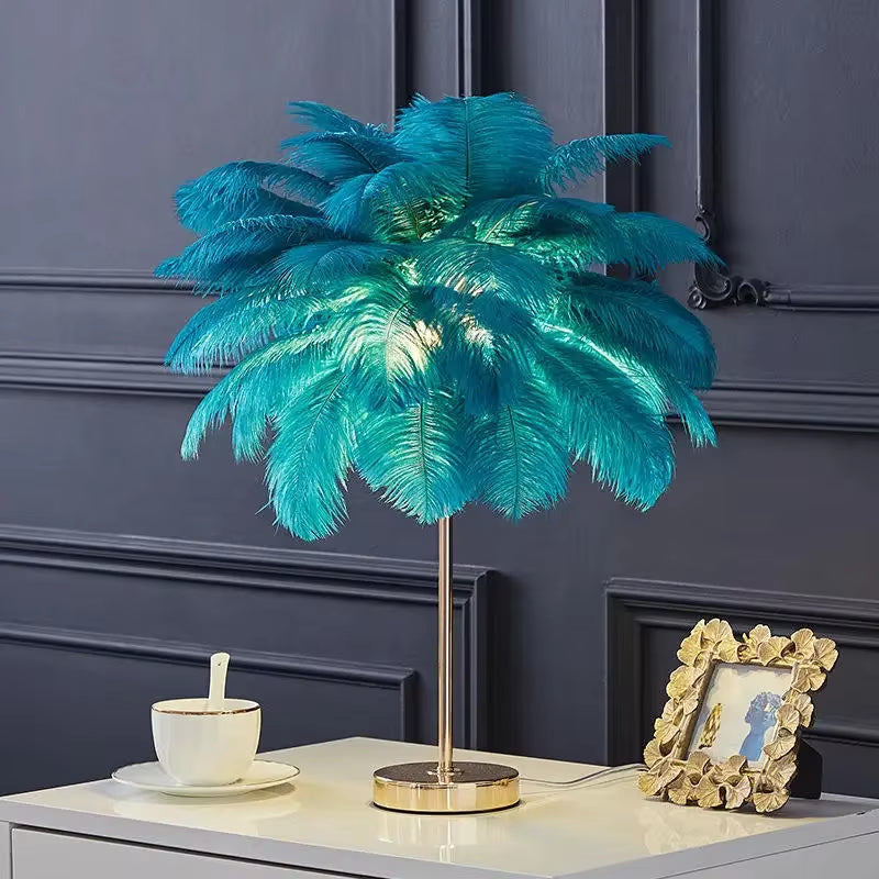 Modern Nordic Ostrich Feather Lamp