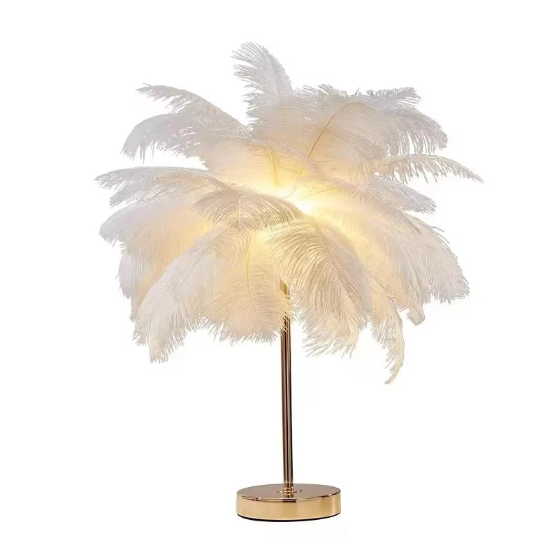 Modern Nordic Ostrich Feather Lamp