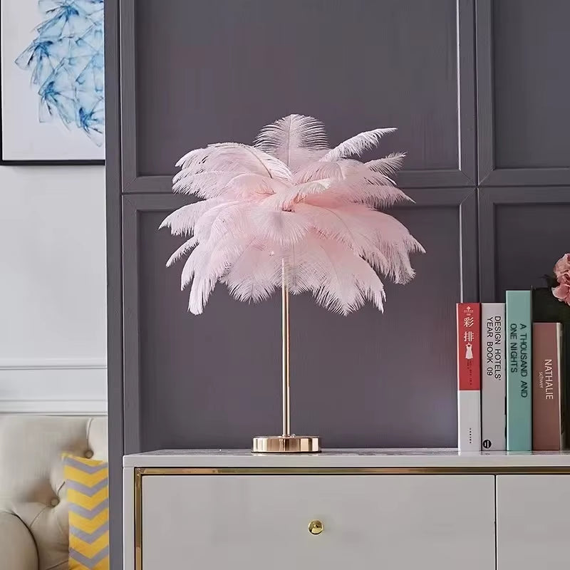 Modern Nordic Ostrich Feather Lamp